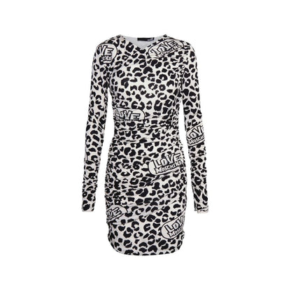 Love Moschino Chic Red Leopard V-Neck Ruffle Dress Love Moschino