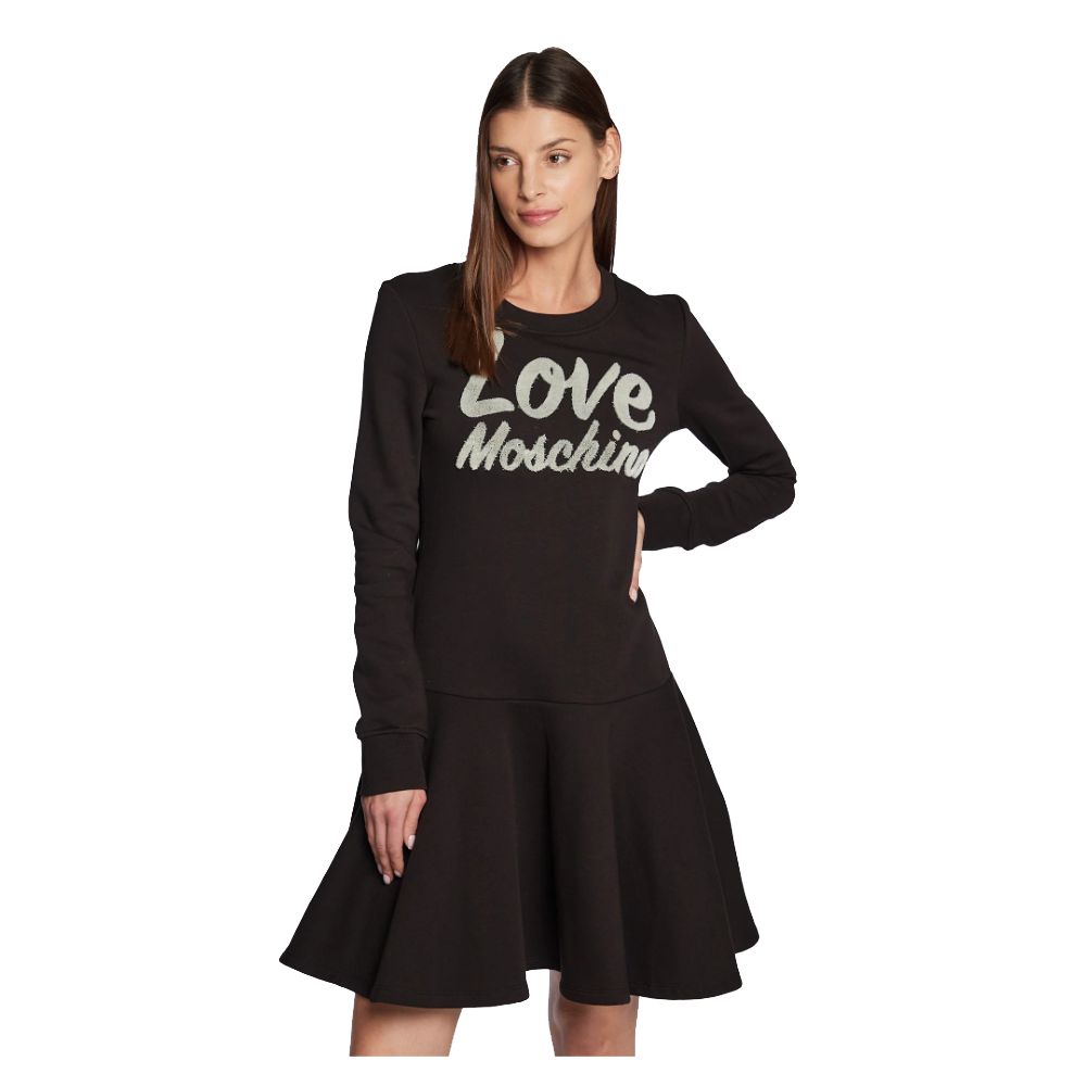 Love Moschino Chic Embossed Logo Cotton Blend Dress Love Moschino