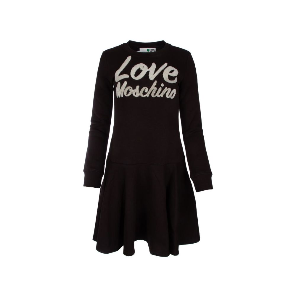 Love Moschino Chic Embossed Logo Cotton Blend Dress Love Moschino