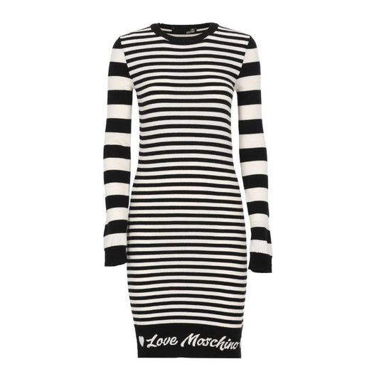 Love Moschino Elegant Striped Knit Dress with Long Sleeves Love Moschino