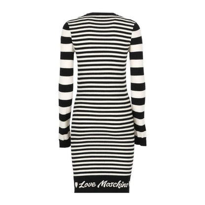 Love Moschino Elegant Striped Knit Dress with Long Sleeves Love Moschino