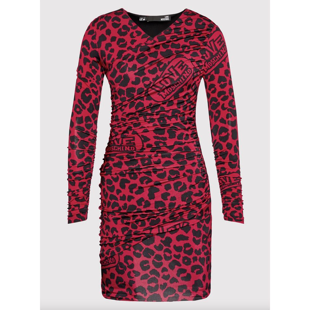 Love Moschino Chic Leopard Texture Dress in Pink and Black Love Moschino