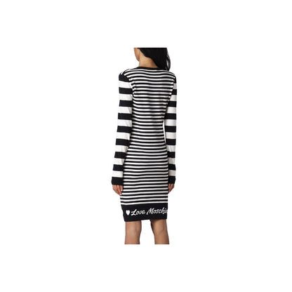 Love Moschino Elegant Striped Knit Dress with Long Sleeves Love Moschino