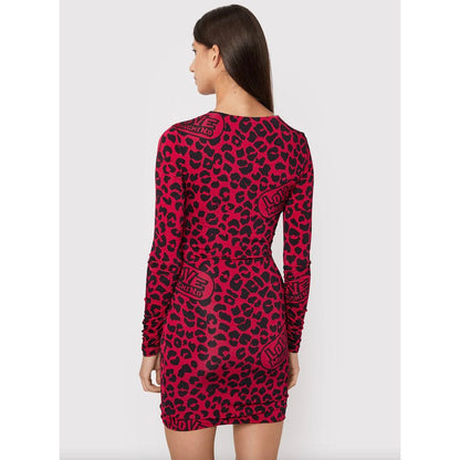 Love Moschino Chic Leopard Texture Dress in Pink and Black Love Moschino