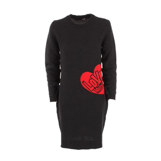 Love Moschino Chic Heart Pattern Knit Wool-Blend Dress Love Moschino