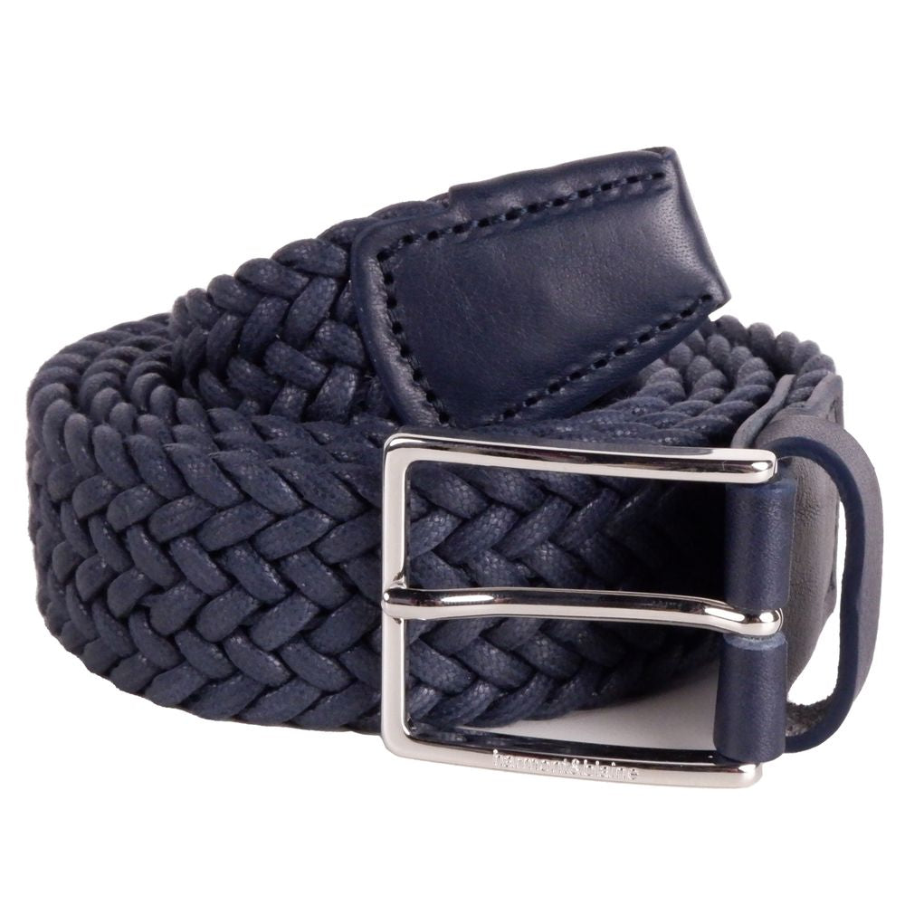 Harmont & Blaine Elegant Dark Blue Fabric Belt with Silver Buckle Harmont & Blaine