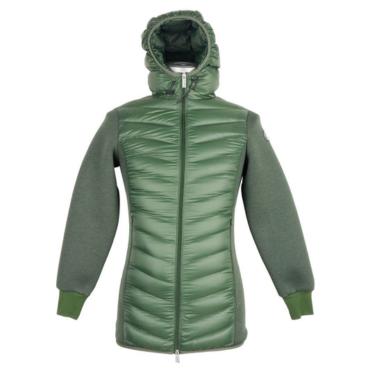 Centogrammi Elegant Hooded Long Down Jacket in Dark Green Centogrammi