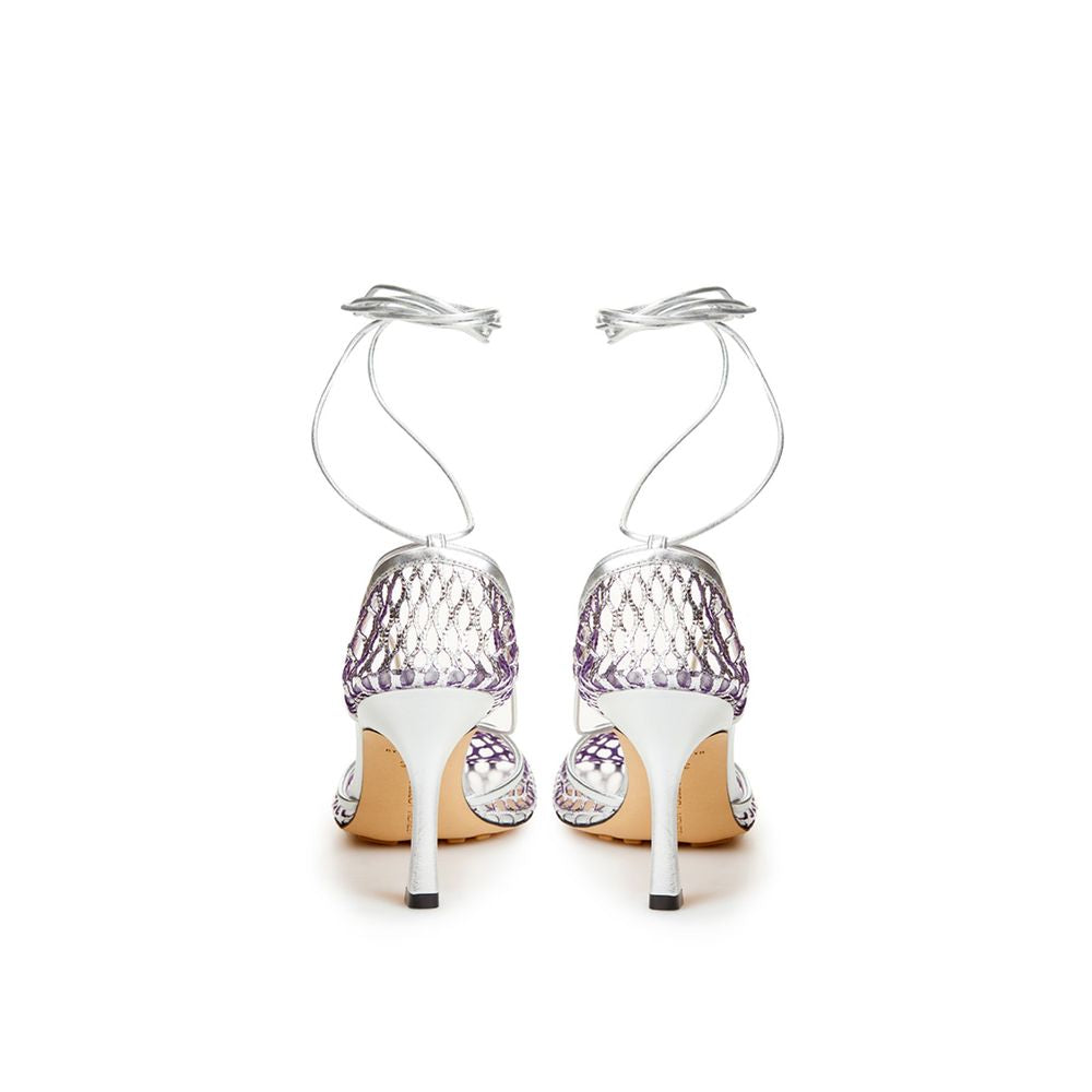 Bottega Veneta Silver Cotton Leather Sandals Bottega Veneta