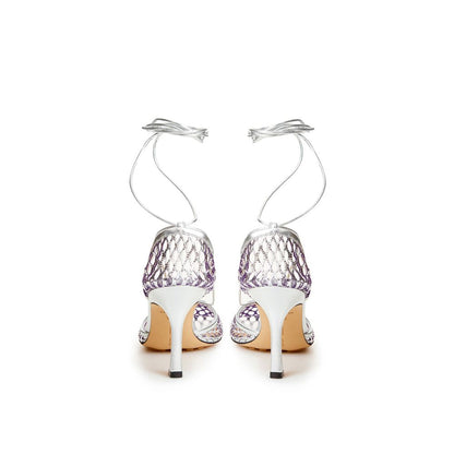 Bottega Veneta Silver Cotton Leather Sandals Bottega Veneta