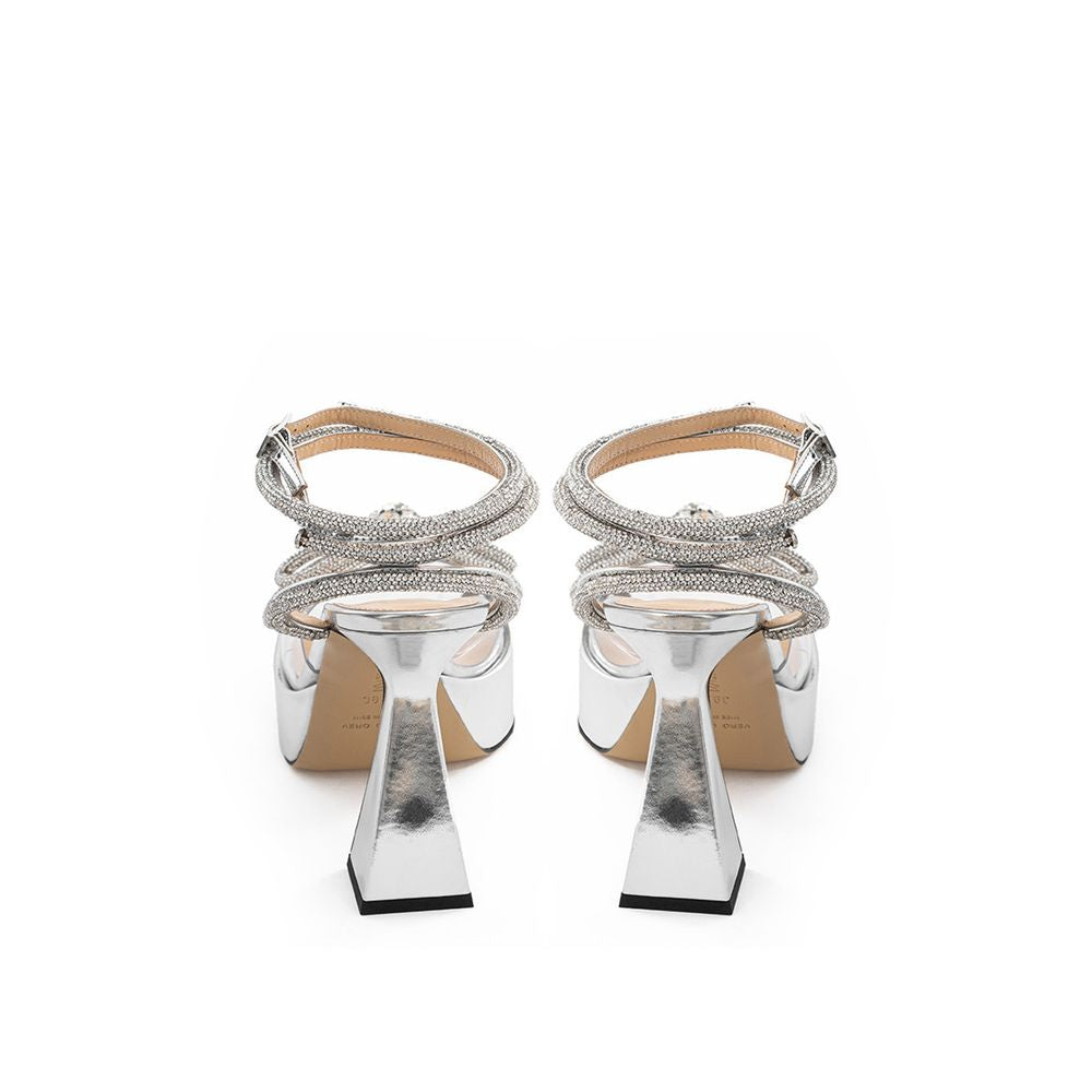 MACH & MACH Elegant Silver Leather Platforms MACH & MACH