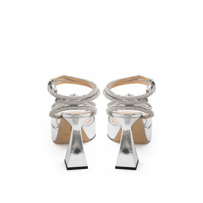 MACH & MACH Elegant Silver Leather Platforms MACH & MACH