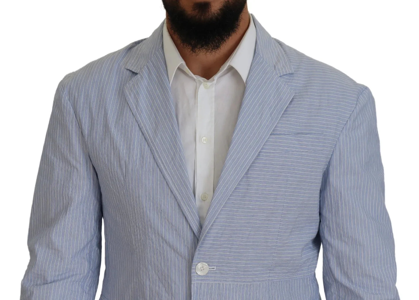 Dsquared² Blue Striped Single Breasted Formal Coat Blazer Dsquared²