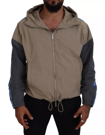 Dsquared² Brown Gray Sleeves Hooded Full Zip Jacket Dsquared²