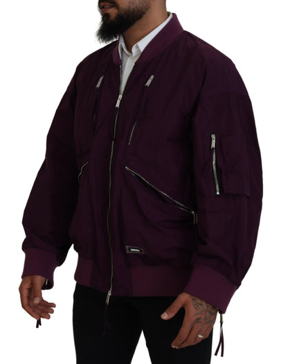 Dsquared² Purple Polyester Full Zipper Bomber Jacket Dsquared²