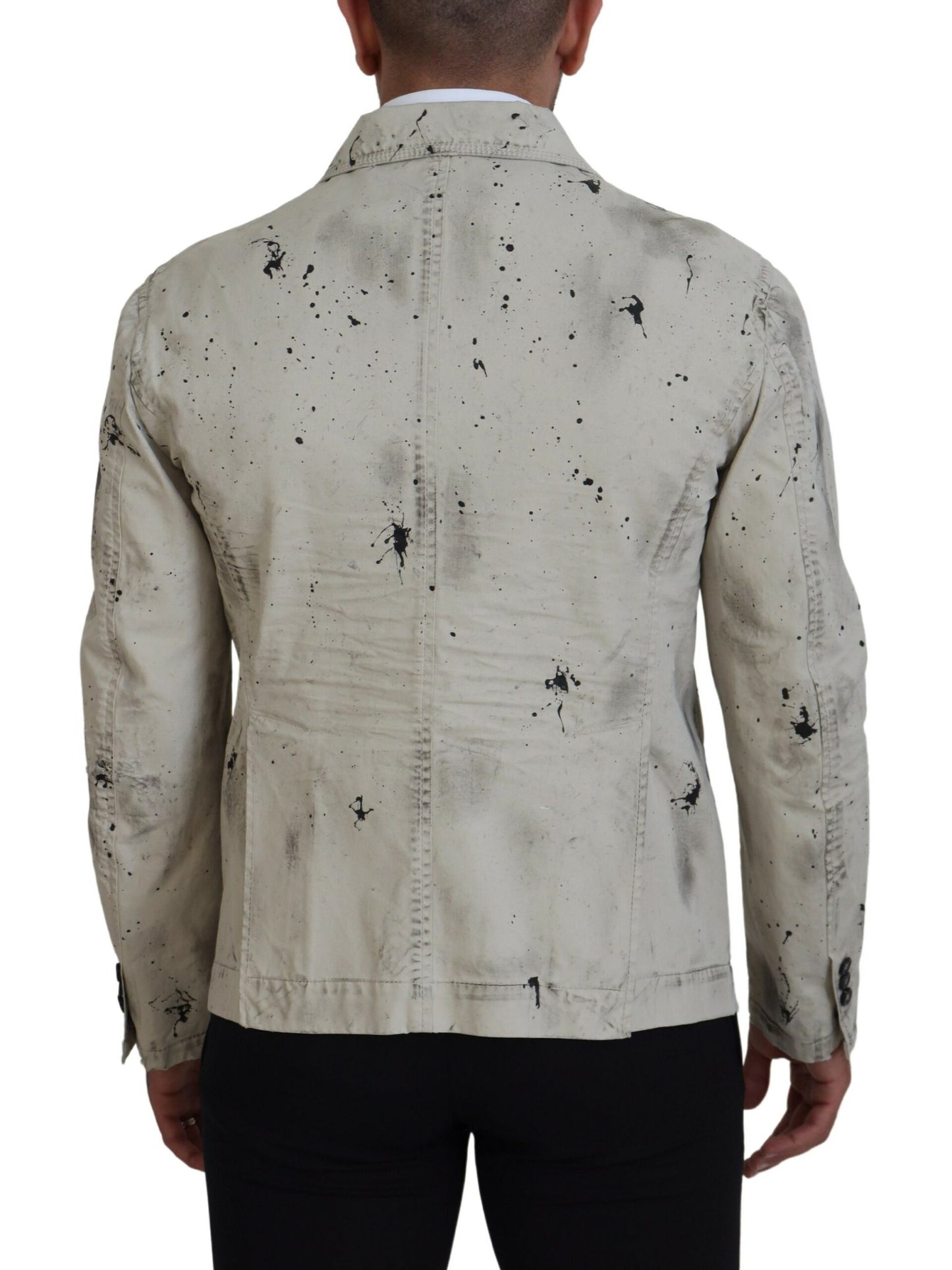 Dsquared² Off White Black Splash Print Casual Denim Jacket Dsquared²