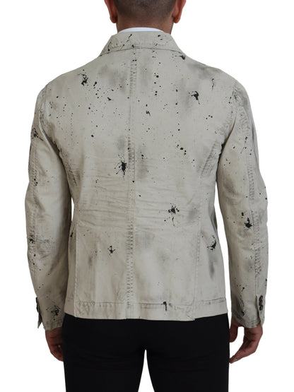 Dsquared² Off White Black Splash Print Casual Denim Jacket Dsquared²