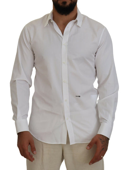 Dsquared² White Cotton Collared Long Sleeves Formal Shirt Dsquared²