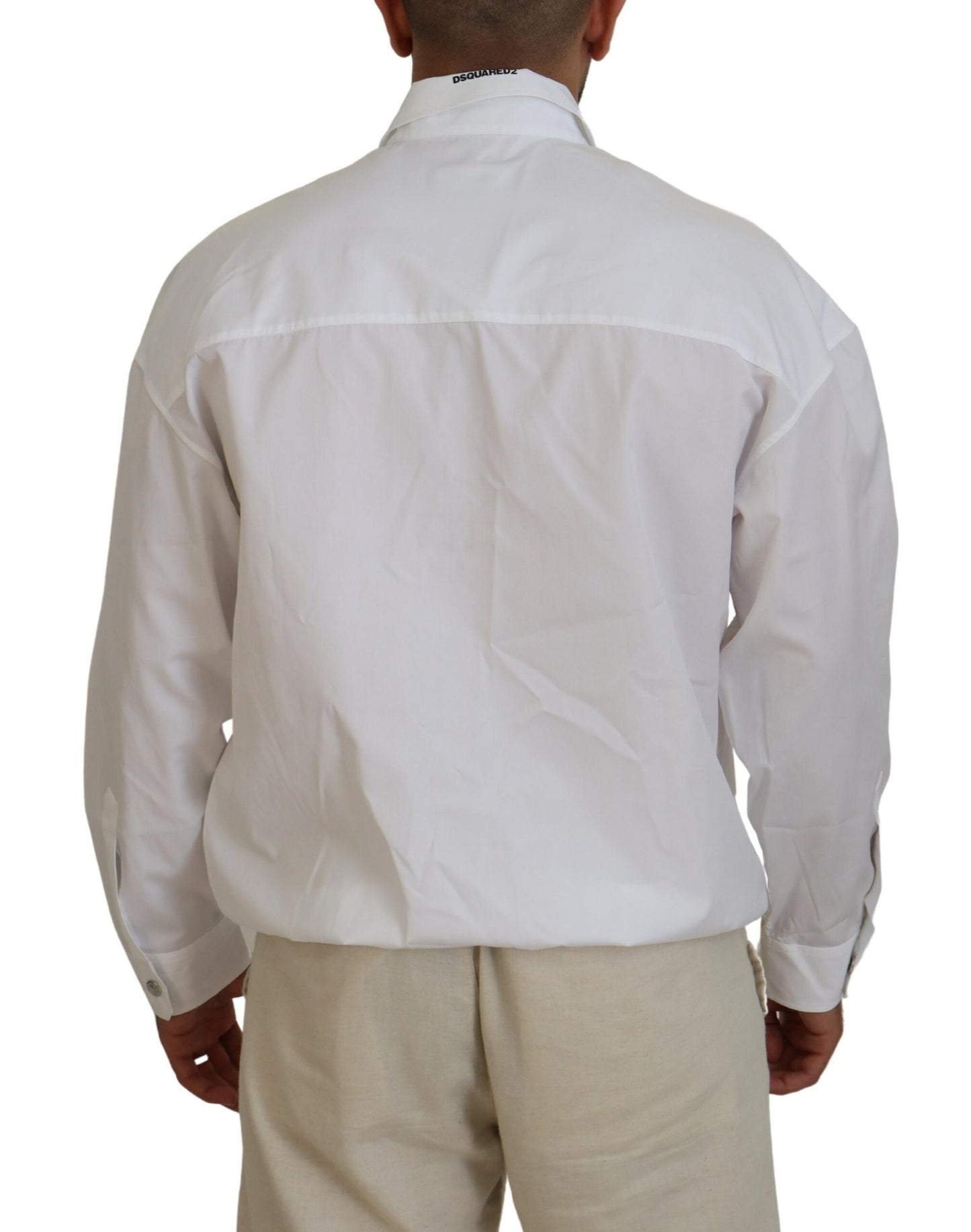 Dsquared² White Cotton Collared Casual Men Long Sleeves Jacket Dsquared²