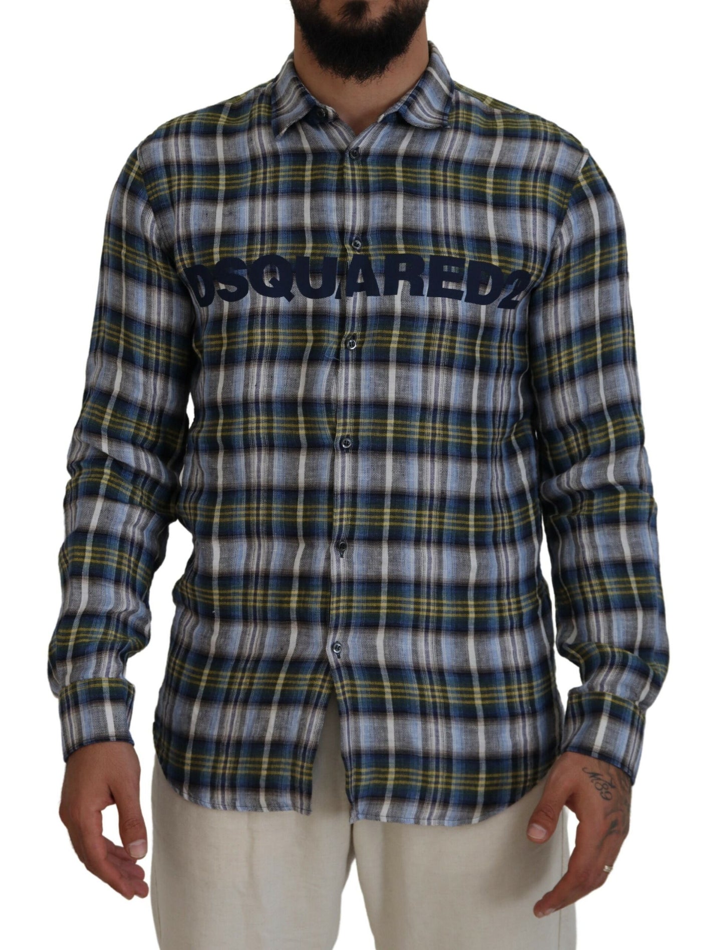 Dsquared² Multicolor Checkered Casual Men Long Sleeves Shirt Dsquared²