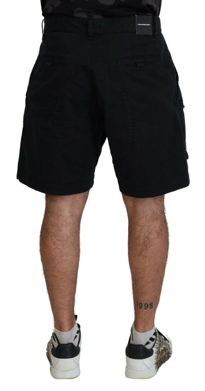 Dsquared² Black Cotton Cargo Boxer Above Knee Shorts Dsquared²