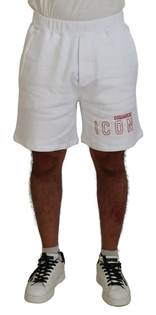 Dsquared² White Printed Pull On Men Casual Bermuda Shorts Dsquared²