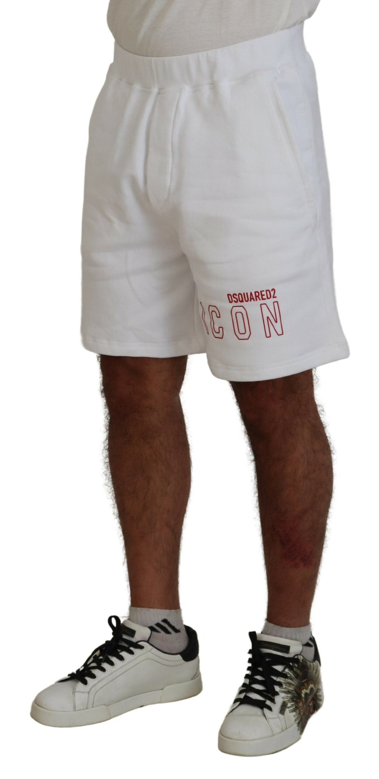 Dsquared² White Printed Pull On Men Casual Bermuda Shorts Dsquared²