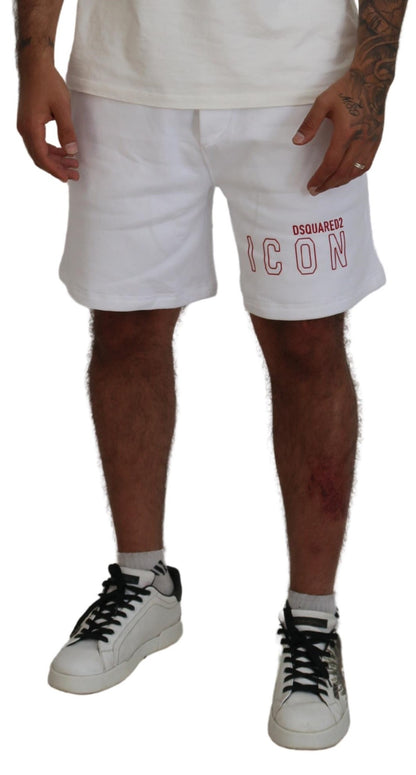 Dsquared² White Printed Pull On Men Casual Bermuda Shorts Dsquared²