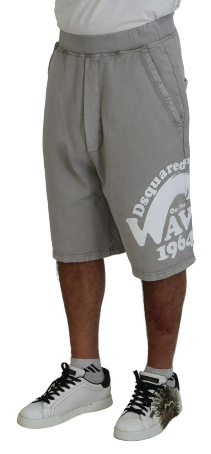 Dsquared² Gray Printed Pull On Men Casual Bermuda Shorts Dsquared²