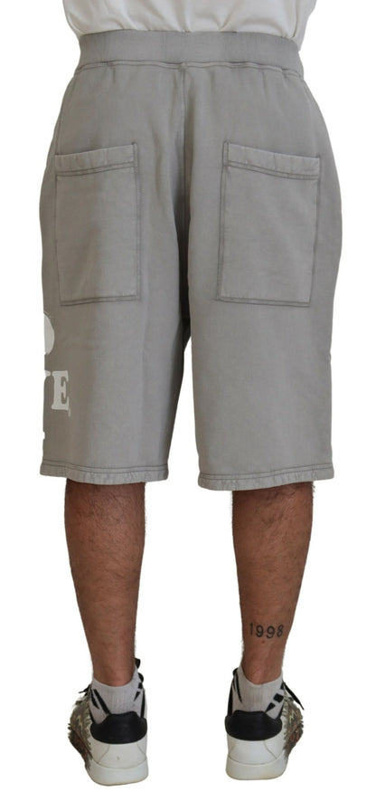 Dsquared² Gray Printed Pull On Men Casual Bermuda Shorts Dsquared²