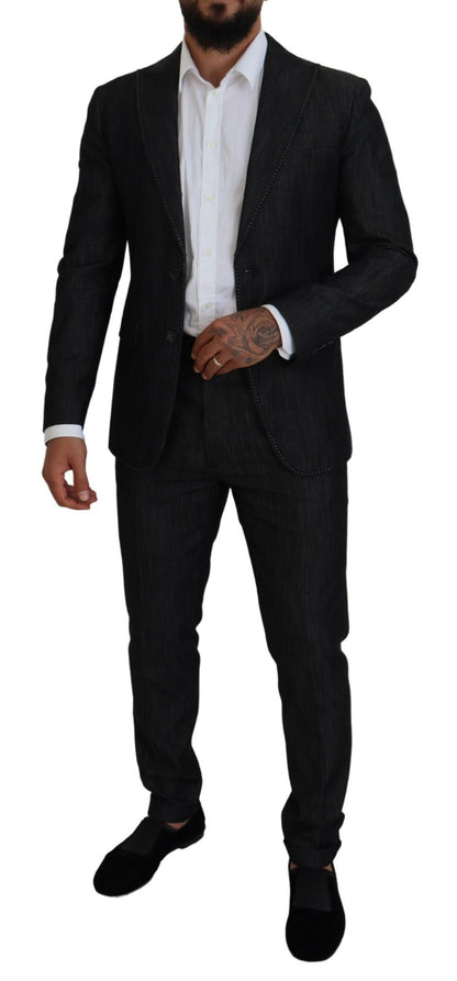 Dsquared² Black Cotton Single Breasted 2 Piece MIAMI Suit Dsquared²