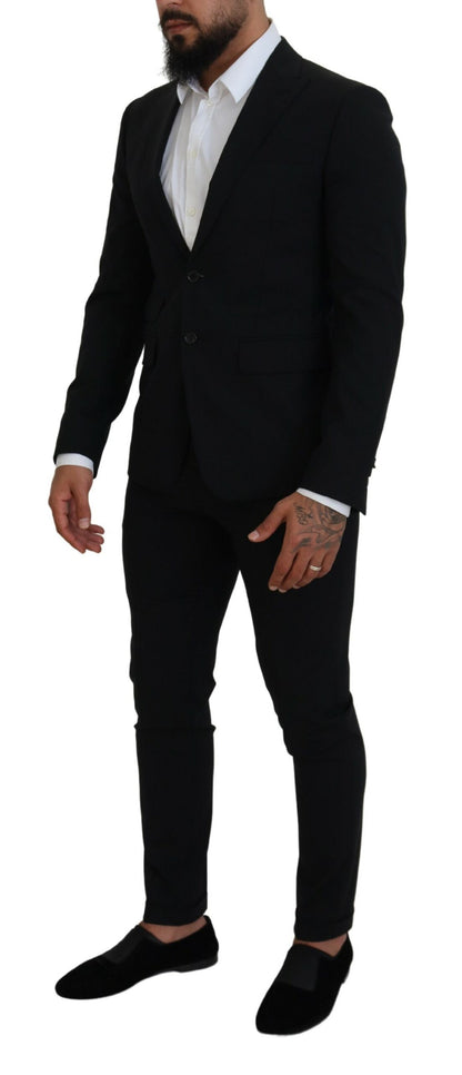 Dsquared² Black Wool Single Breasted 2 Piece LONDON Suit Dsquared²