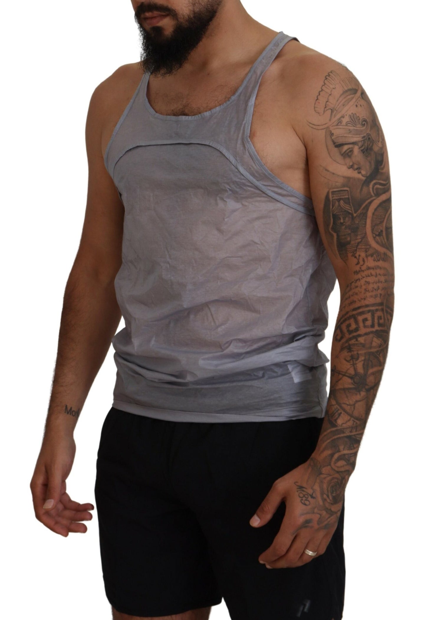 Dsquared² Light Gray Cotton Sleeveless Tank Men Top T-shirt Dsquared²