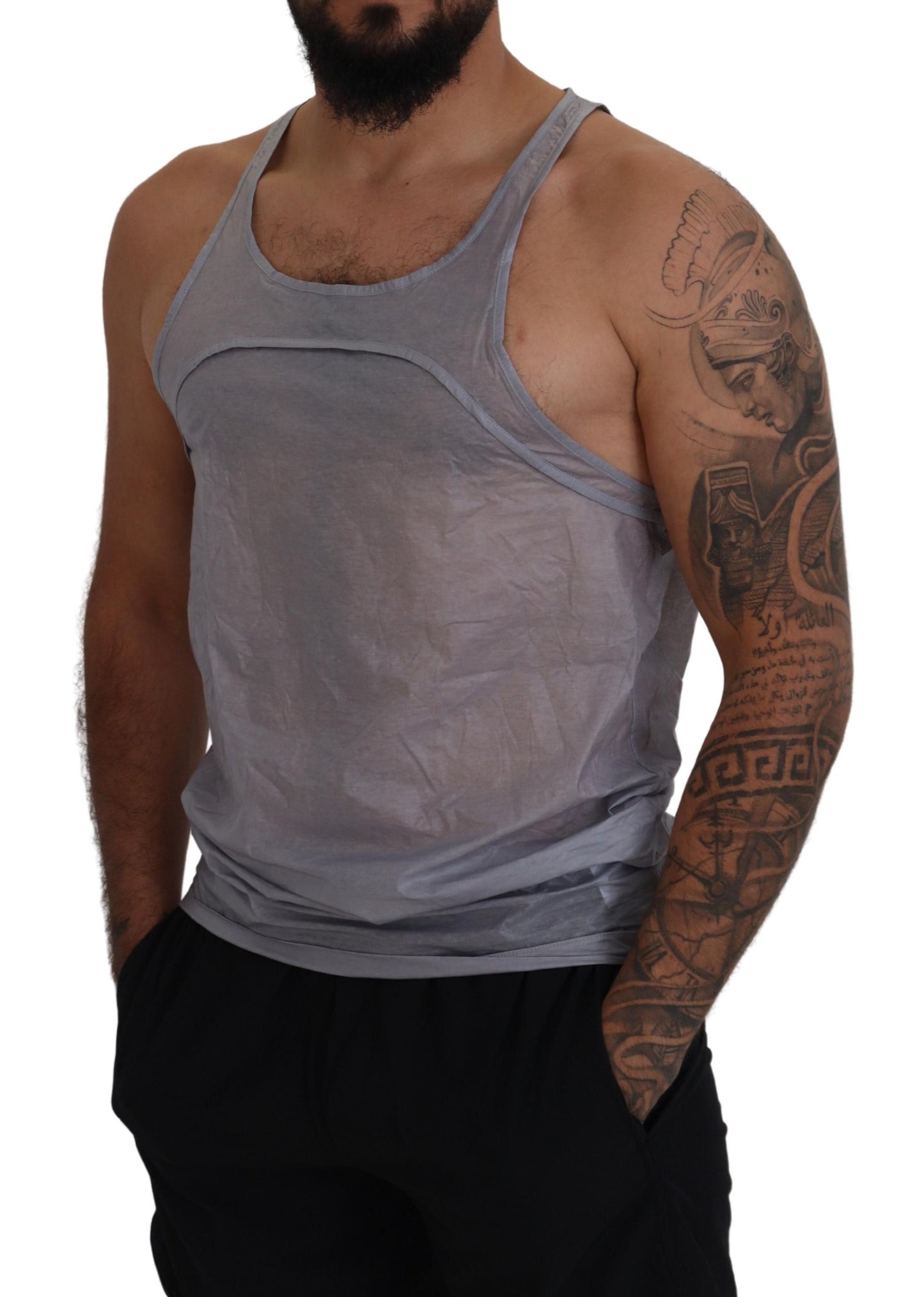 Dsquared² Light Gray Cotton Sleeveless Tank Men Top T-shirt Dsquared²