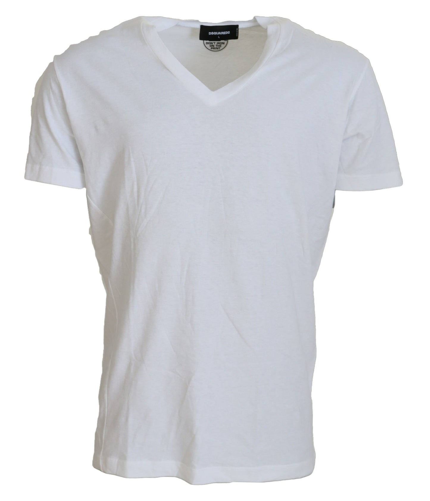 Dsquared² White Cotton Linen Short Sleeves V-neck T-shirt Dsquared²