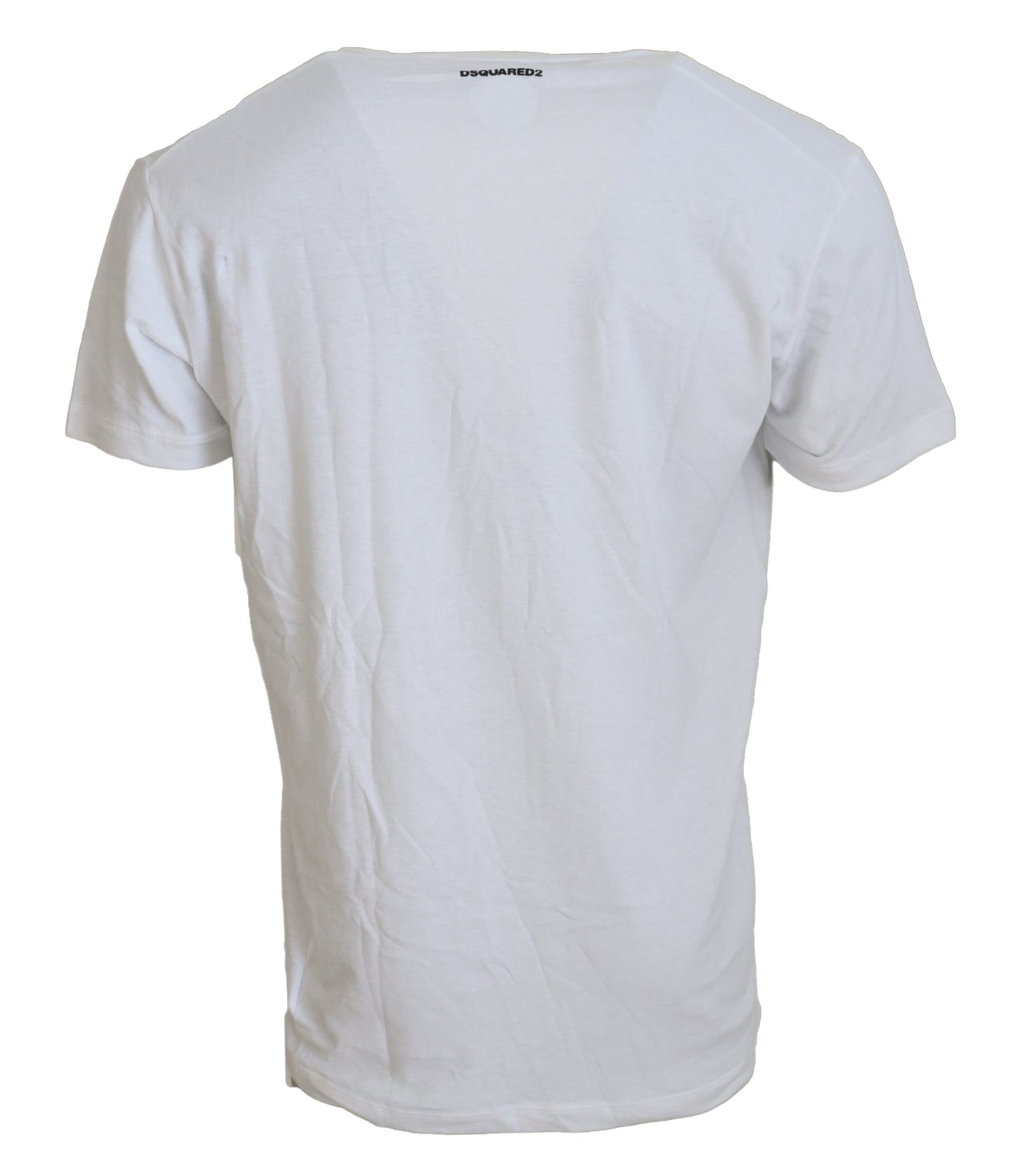 Dsquared² White Cotton Linen Short Sleeves V-neck T-shirt Dsquared²