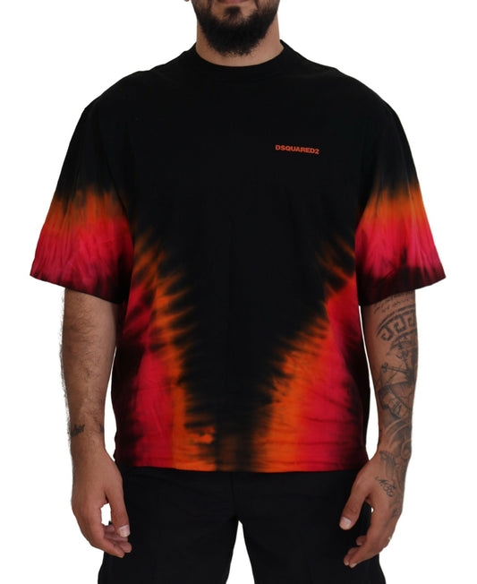 Dsquared² Black Orange Cotton Short Sleeves Crewneck T-shirt Dsquared²