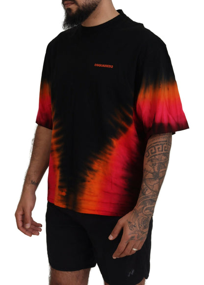 Dsquared² Black Orange Cotton Short Sleeves Crewneck T-shirt Dsquared²