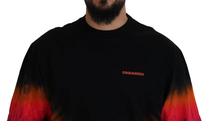 Dsquared² Black Orange Cotton Short Sleeves Crewneck T-shirt Dsquared²