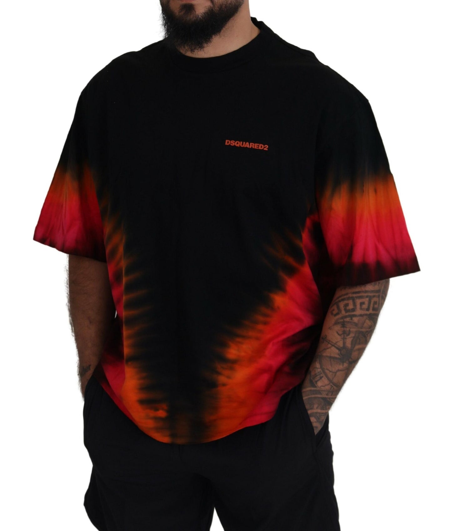 Dsquared² Black Orange Cotton Short Sleeves Crewneck T-shirt Dsquared²