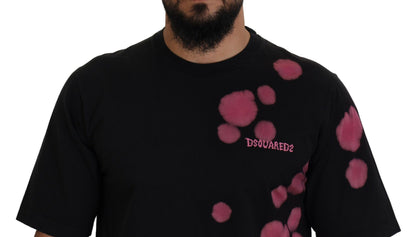 Dsquared² Black Pink Cotton Short Sleeves Crewneck T-shirt Dsquared²