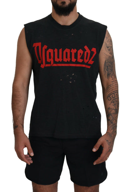 Dsquared² Black Cotton Sleeveless Crewneck Tank T-shirt Dsquared²