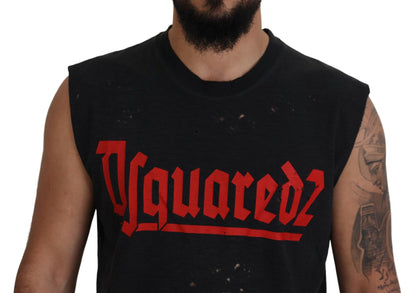 Dsquared² Black Cotton Sleeveless Crewneck Tank T-shirt Dsquared²