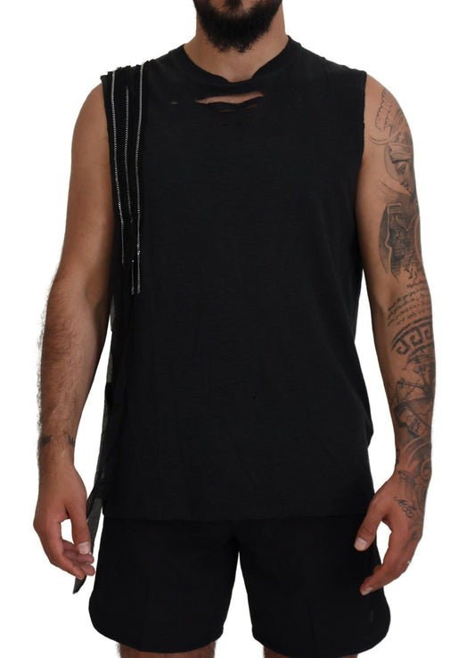 Dsquared² Black Chain Embellished Sleeveless Men Tank T-shirt Dsquared²