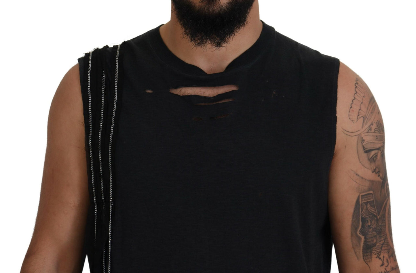 Dsquared² Black Chain Embellished Sleeveless Men Tank T-shirt Dsquared²