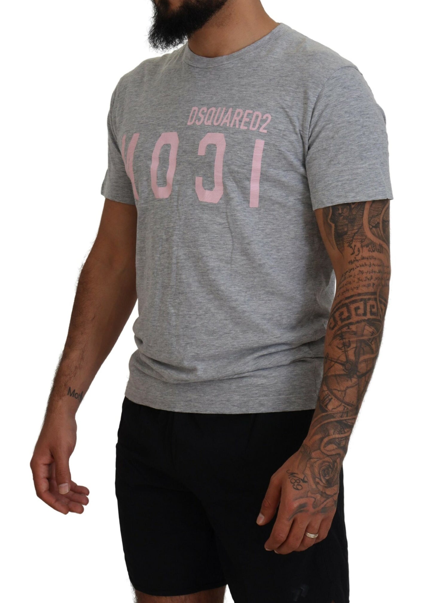 Dsquared² Gray Logo Cotton Short Sleeves Crewneck T-shirt Dsquared²