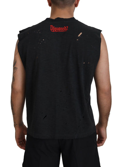 Dsquared² Black Cotton Sleeveless Crewneck Tank T-shirt Dsquared²