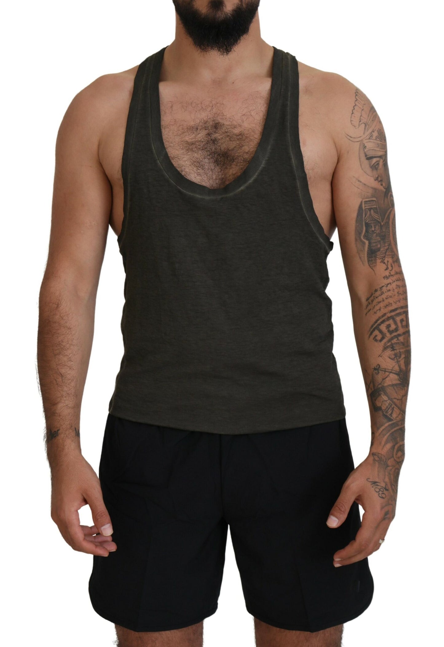 Dsquared² Gray Cotton Linen Sleeveless Tank T-shirt Dsquared²