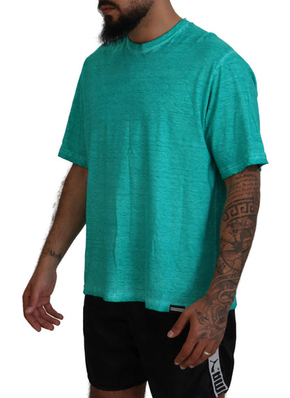 Dsquared² Light Green Cotton Linen Short Sleeves T-shirt Dsquared²