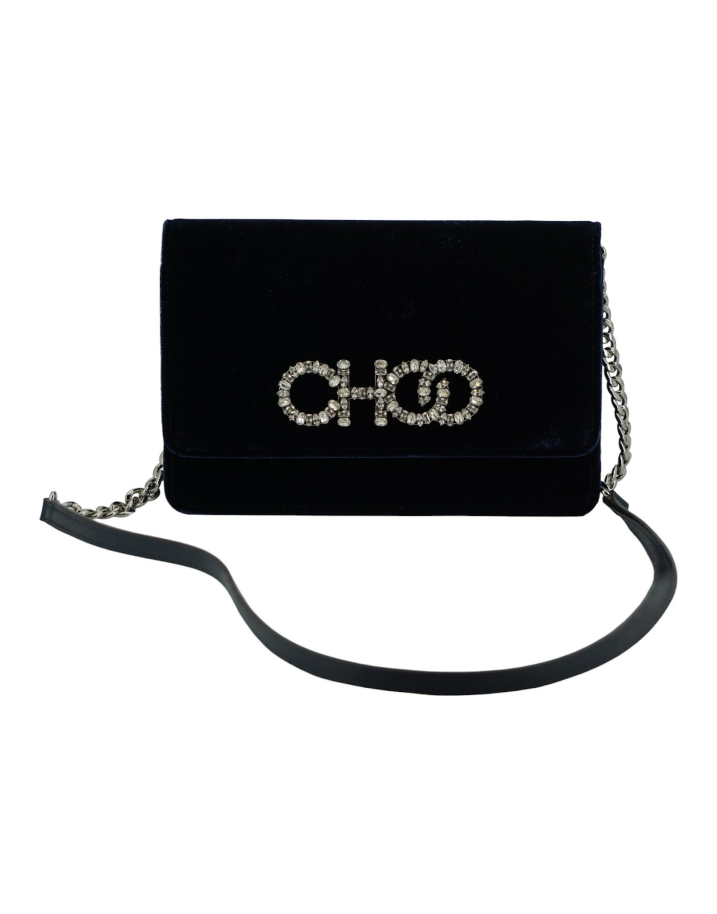 Jimmy Choo Navy Blue Leather And Satin Shoulder Bag Jimmy Choo