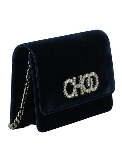 Jimmy Choo Navy Blue Leather And Satin Shoulder Bag Jimmy Choo